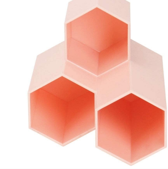 Weiai Makeup Brush Holder Organizer, 3 Slots Peach Pink Cosmetic Brushes Storage - Picture 6 of 8